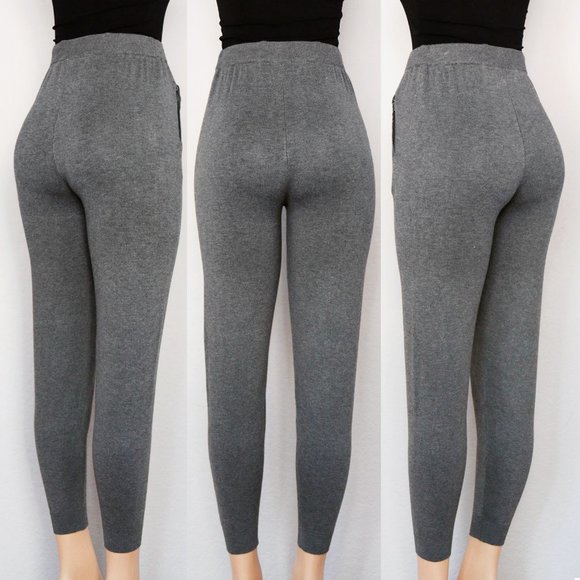 NEW Comune Glendwood Zip Pockets High Waist Soft Knit Jogger Pants Charcoal $84 - Picture 6 of 13